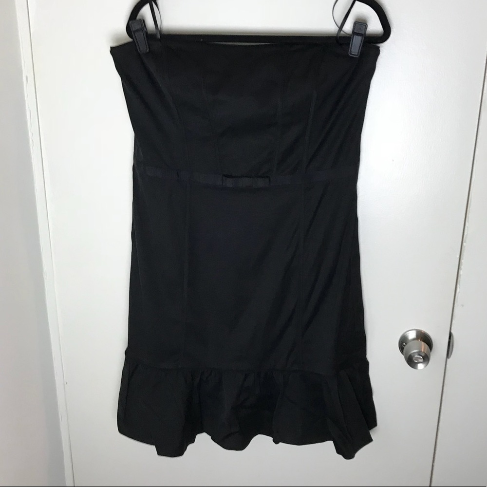 Strapless black cocktail dress